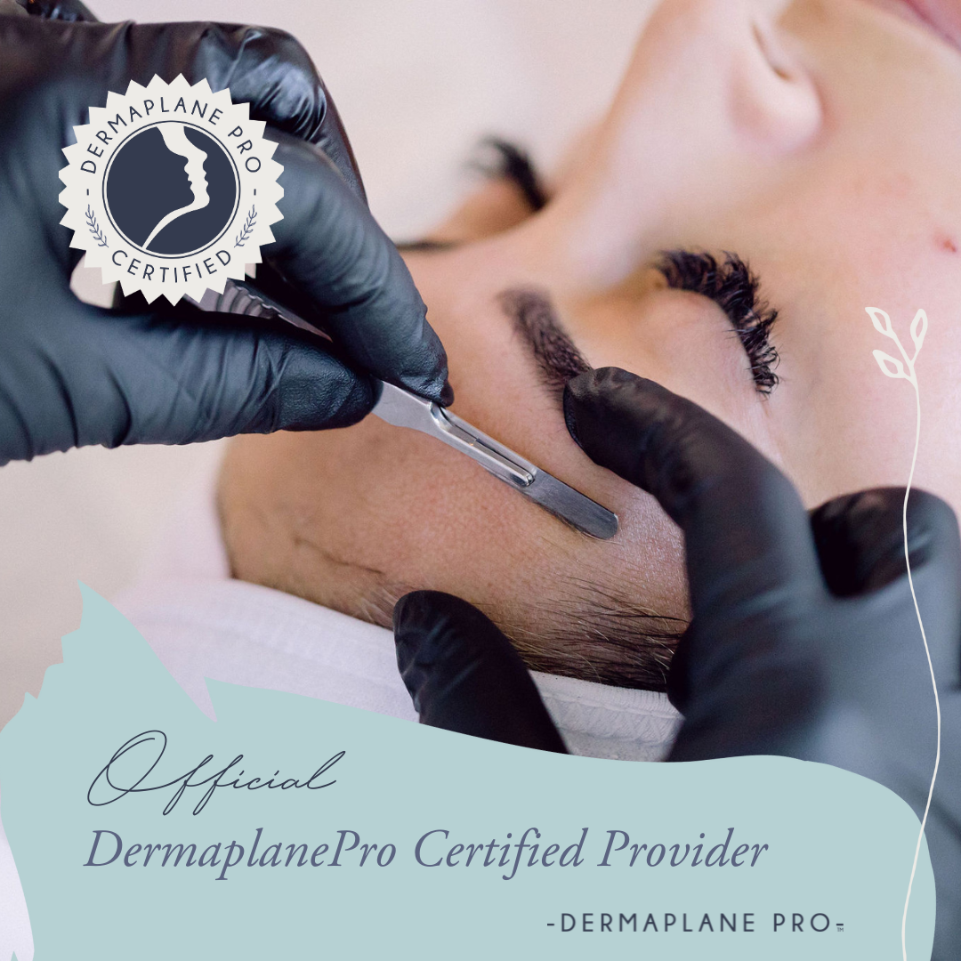 Dermaplaning treatment on the forehead area