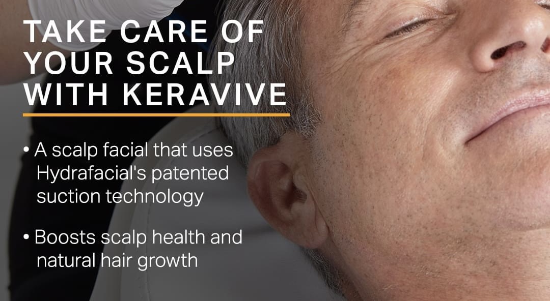 Keravive 3-step scalp treatment process: cleanse, stimulate, and nourish
