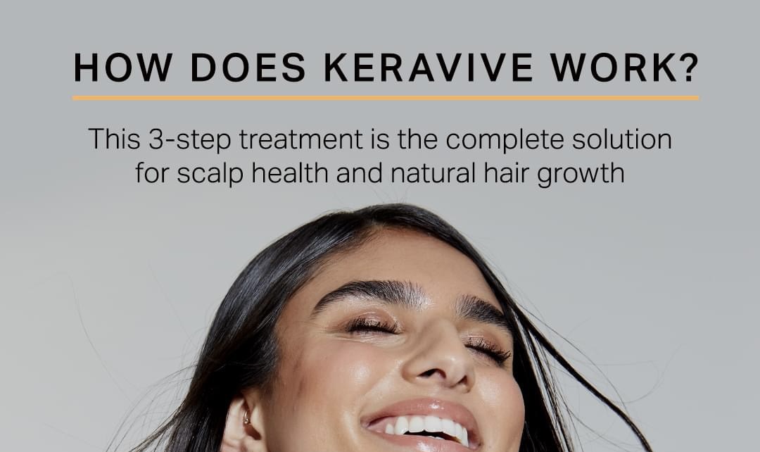 Keravive scalp treatment promoting healthier hair growth