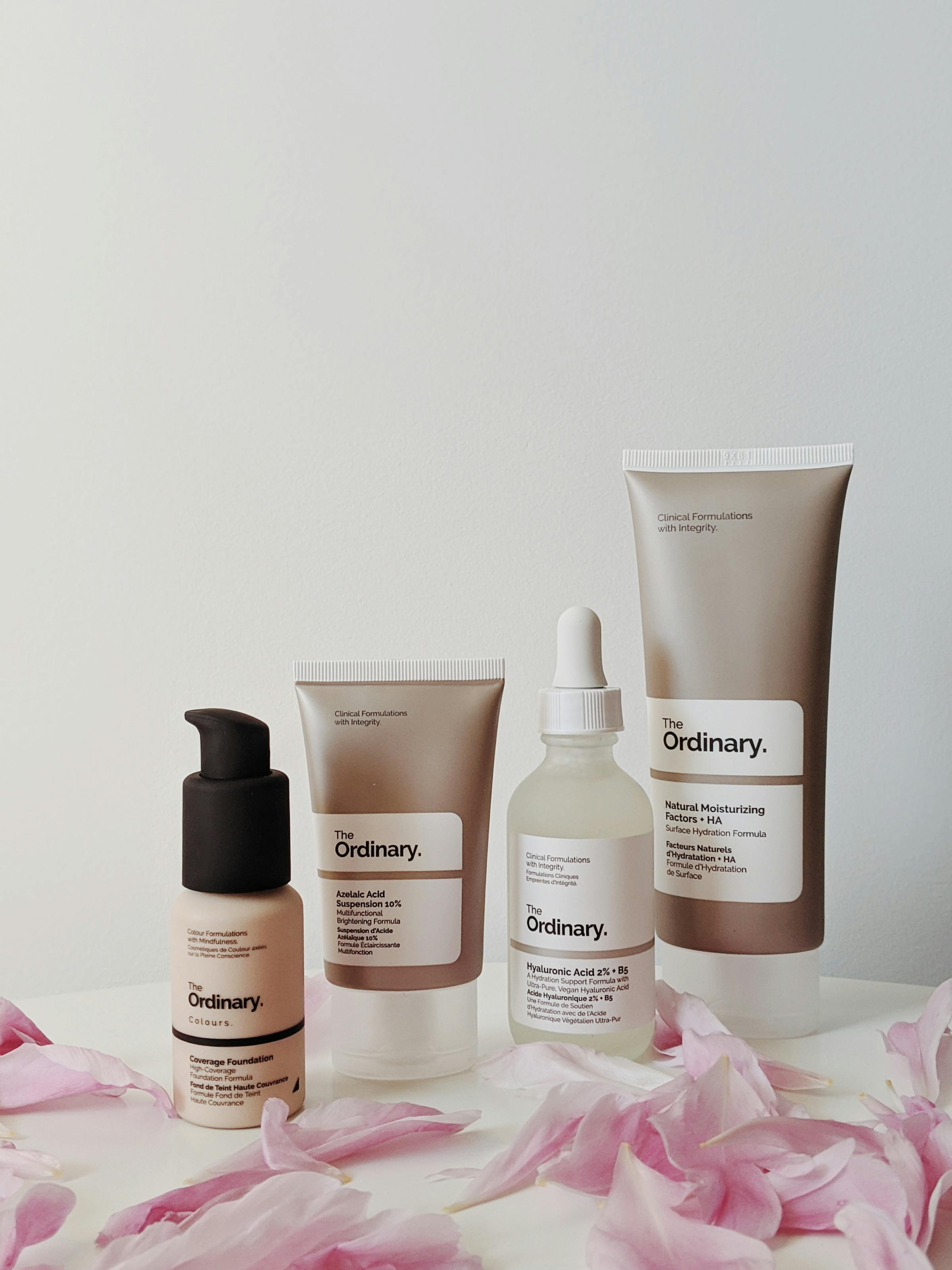 Corrective skincare products flat lay for building a routine